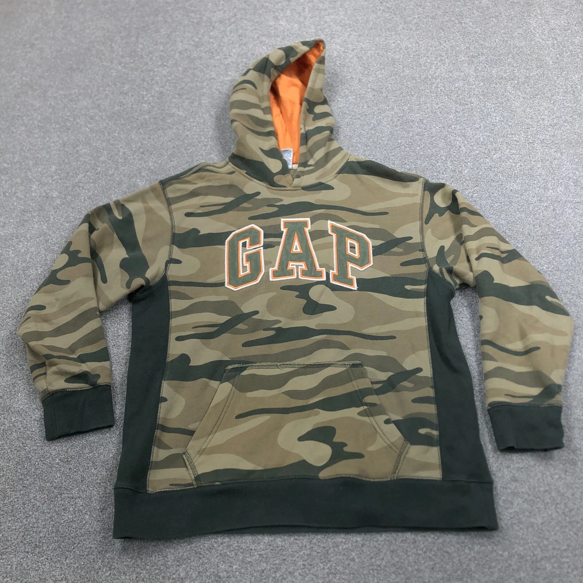 Gap Hoodie Youth XL Boys Camo Green Brown Pull Over Sweatshirt Sweater  Spell Out | eBay