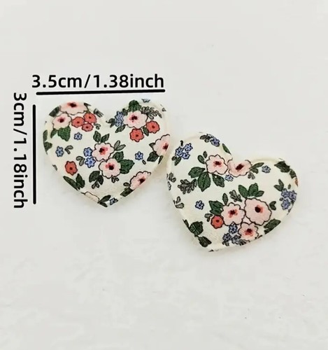 6 Pc Assorted Fabric Heart Appliques DIY Floral Craft Sewing Embellishment - Picture 3 of 5