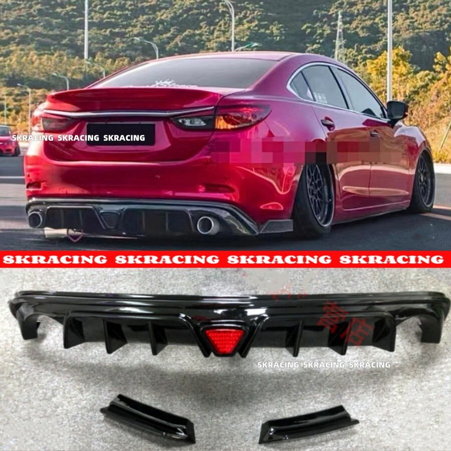 For 2014-2019 Mazda 6 Atenza Sedan Gloss Black Rear Bumper Lip