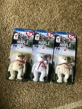 Ty Beanie Baby Maple Bear-set of 3 New and Sealed