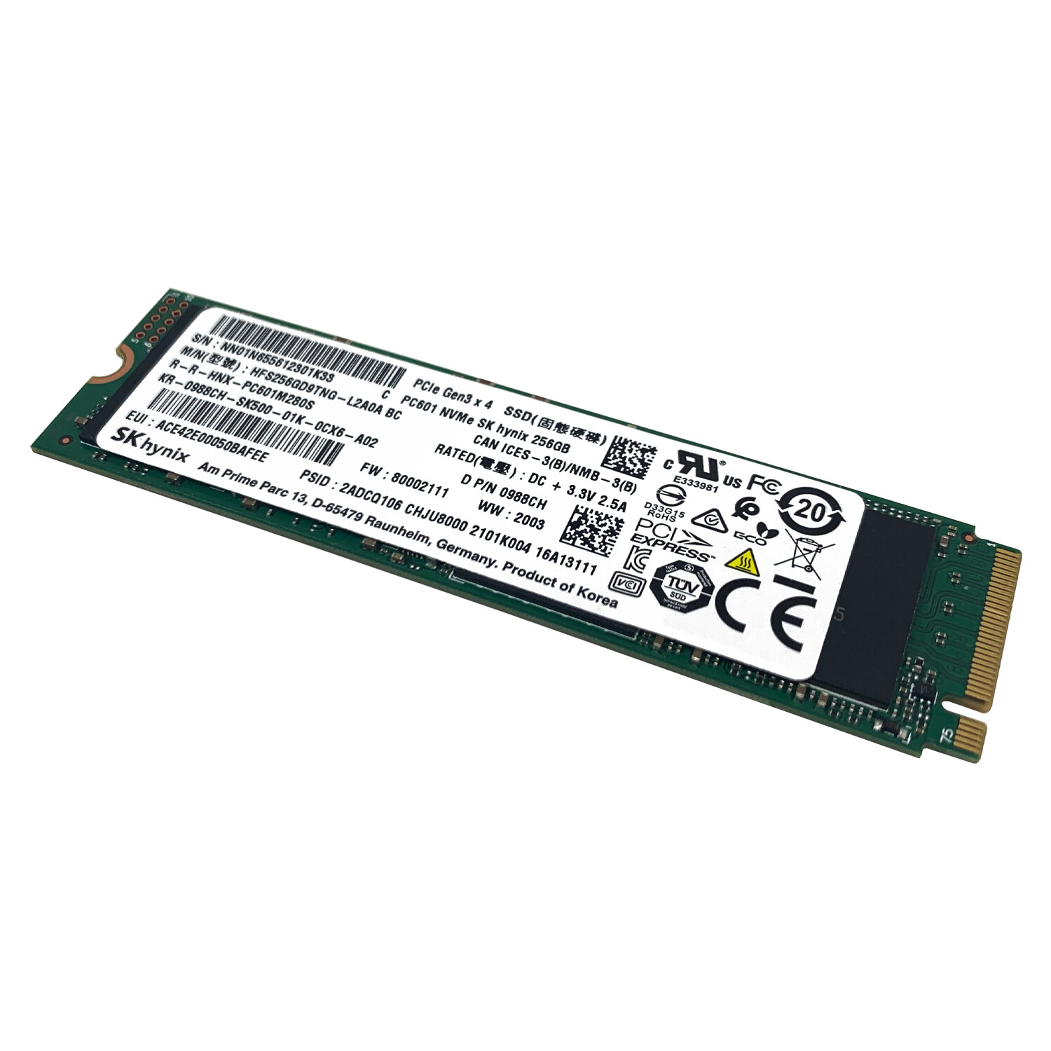 SK Hynix 256GB M 2 SSD NVMe PCIe Celebratesf