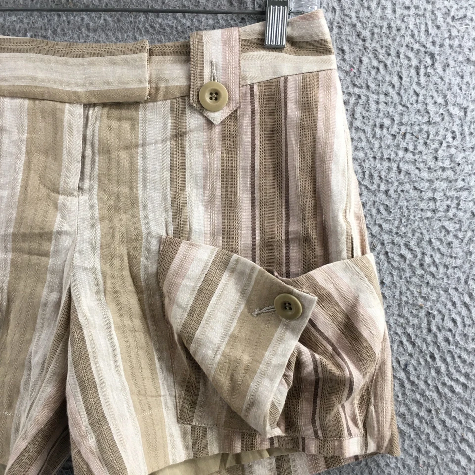 Bcbgirls Chino Shorts Womens 2 (Actual 30X5) Beige Striped Low Rise Casual Zip - Image 3 of 4