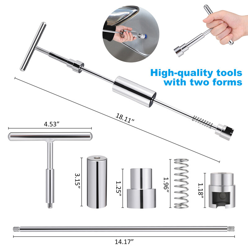 Car Slide Hammer T Bar Puller Tool Metal Dent Remover w/ 18Pcs Dent