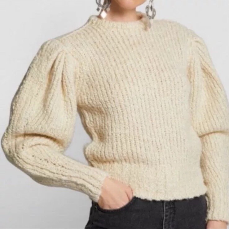 NWT ISABEL MARANT Alpaca Wool-Blend Enora Jumper knit Puffy Sweater EU 34 XS