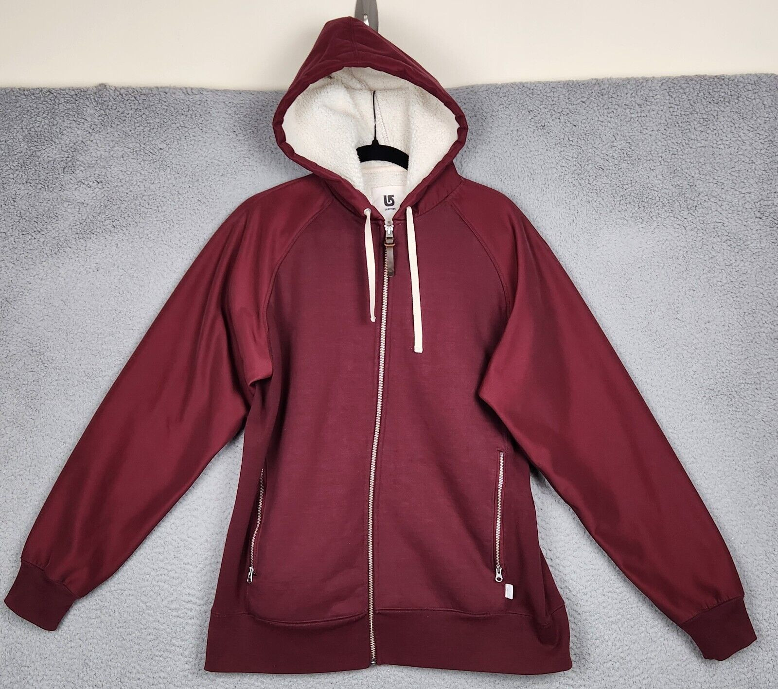 BURTON Sudadera con Capucha Para Hombres Grande Roja Cremallera Completa Bolsillos Cordón Dryride MV Barranco