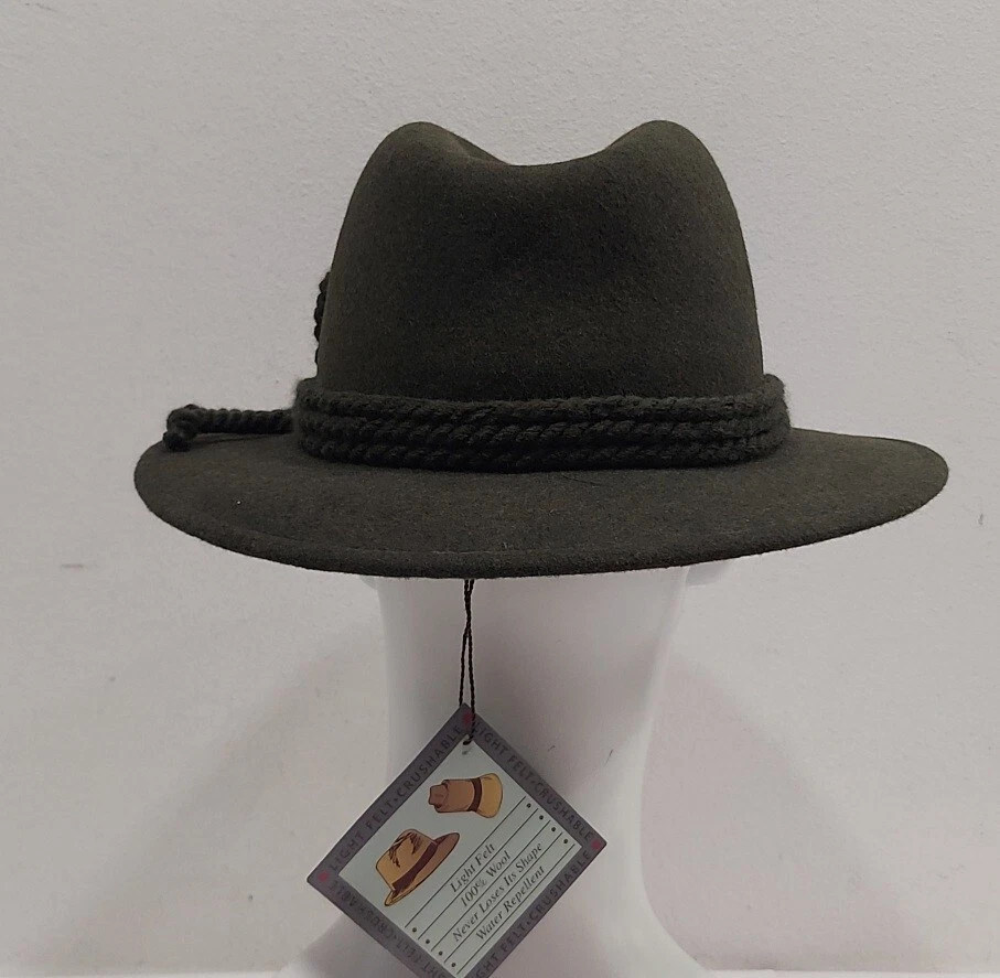 Chapeau Tyrolien En Laine Verte Loden À Large Bord Fabriqué En Italie - Photo 4/4