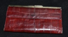 VTG Eel Skin Clutch Wallet Cordovan Gold Trim