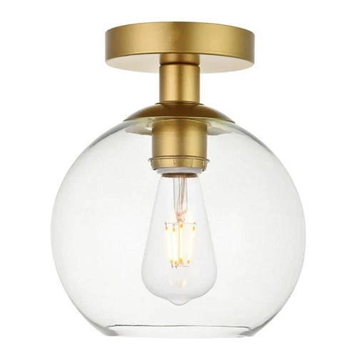 Living District Baxter 1-Light Metal & Glass Flush Mount in Brass/Clear - Picture 1 of 6