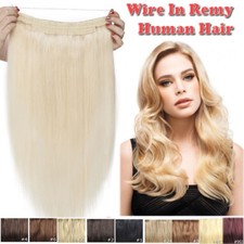 One Piece THICK Secret Wire No Clip In 100 Remy Human Hair Extensions Weft RW