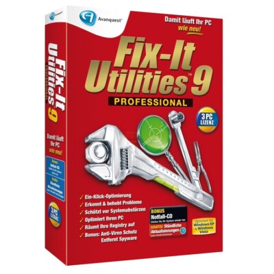 Fix-It Utilities 9 Professional DVD-Box 3 PC (Windows XP / Vista) (NEU/OVP)