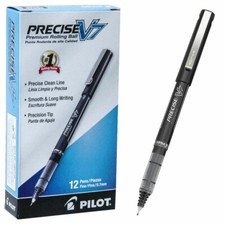 Pilot Precise V7 35346 0.7mm Fine Black Liquid Ink Rolling Ball Pens, Box of 12