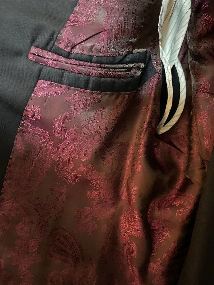 Мужской костюм мурано черный 38R брюки 34 «W X 33» внутренний шов 100% шерсти две кнопки 2шт - Изображение 4 из 4