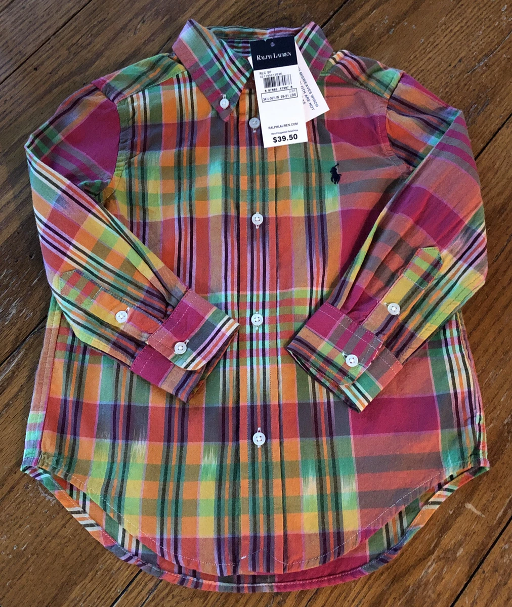 NWT New Toddler Boys Polo Ralph Lauren multicolored Button Up Plaid Shirt 2T