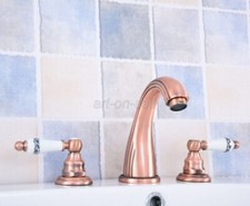 8 Inch Widespread 3 Hole 2 Handle Bathroom Vanity Sink Faucet Antique Copper