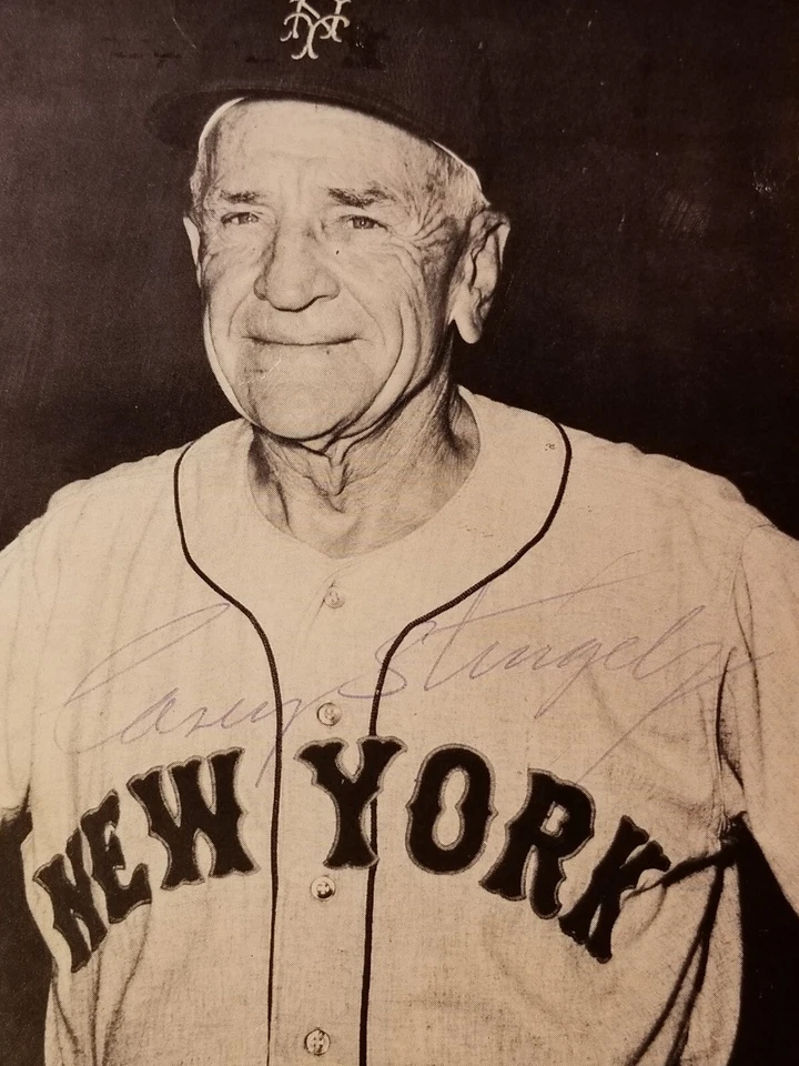 Casey Stengel HOF New York Mets Signed AUTO vtg Team Photo Picture (d. 1975) JSA - Image 2 of 4