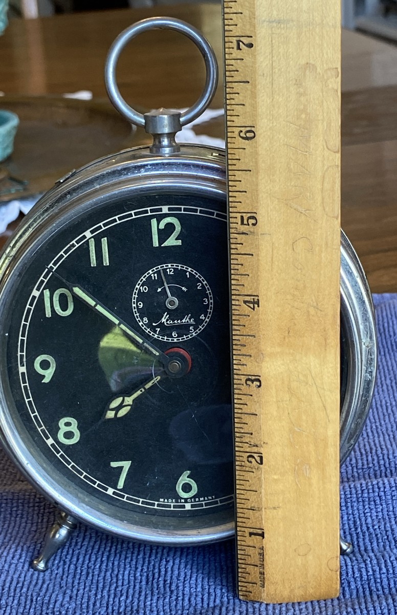 Antique Mauthe Clock 1920's German Alarm Clock 7”x5” Working