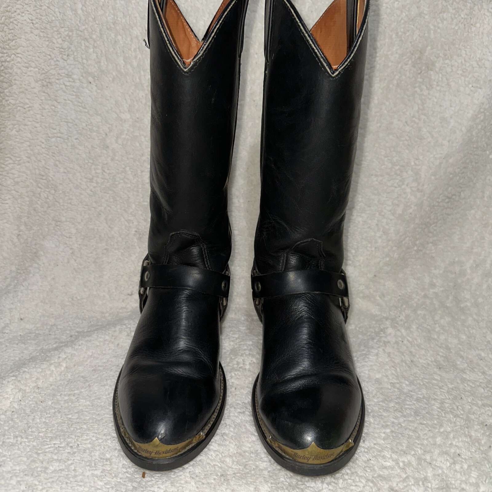 Botas de Vaquero de Colección de Cuero HH con Platos de Tacón/Punta para Hombre Talla 9 Negras Hechas