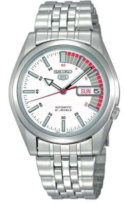 Seiko 5 Automatik weißes Zifferblatt Edelstahl Herrenuhr SNK369K1