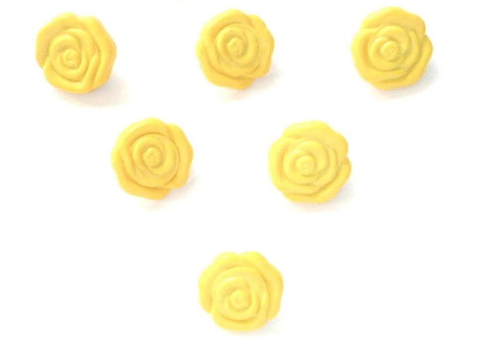 LOT 6 BOUTONS ACRYLIQUES : rose jaune 16mm - Photo 1/1
