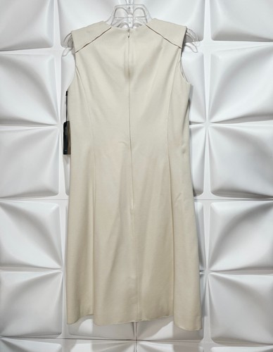 Piazza Sempione Sz 8 Cream Pleated Ruffle Ponte Knit Sheath Dress IT 42 NWT NEW - Picture 7 of 13