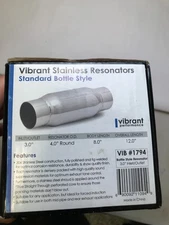 Vibrant 1794 3″ Inlet/Outlet Bottle‑Style Stainless Resonator 12″ Long Universal