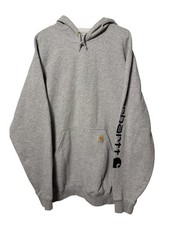 Carhartt Men's Grey Hoodie Sweatshirt XL Loose Fit With Logo