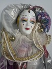 Vintage Porcelain Harlequin Doll Jester Bells Floral Outfit