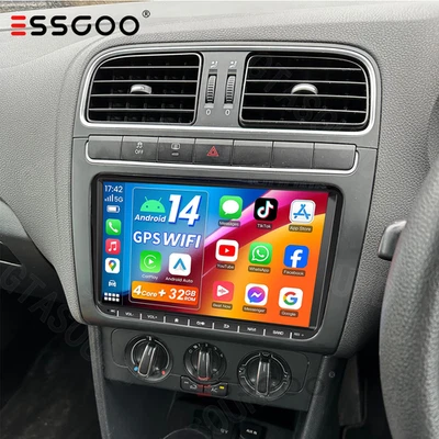 ESSGOO For VW Polo 2009-2013 9" CarPlay Car Stereo Radio Android 14 GPS Navi BT Player