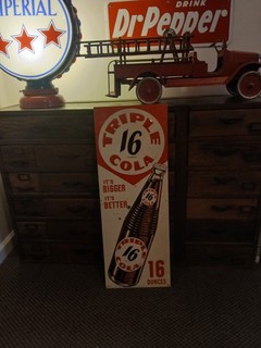 1950's BIG 16 COLA Painted Metal SODA Advertising Sign