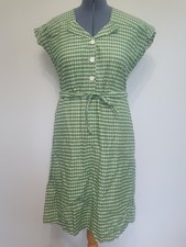 Vintage 1940s Green Plaid Print Dress Cotton House Day Plus Volup B-43" W-38" 