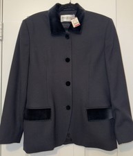 Vintage NWT JH Collectibles Black 100 Wool Blazer 10 Velvet Collar Jacket