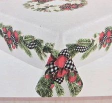 Laural Home 60x102 Oblong Christmas Tara Red Garland Cloth Tablecloth Polyester