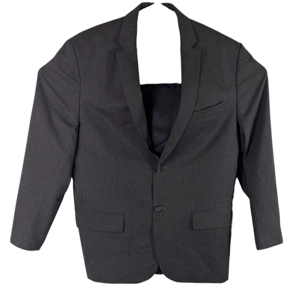 Calça Jaqueta Calvin Klein Masculina Tamanho XL Cinza Listrada Lã 2 Botões 38x32 - Imagem 2 de 4