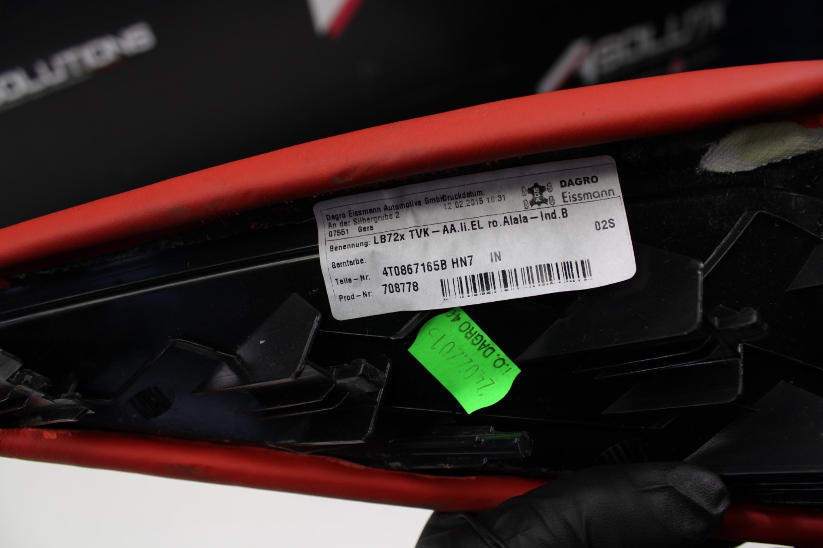 Lamborghini Huracan LH Front Door Insert Trim Panel Arm Rest Red 4T0867165B HN7