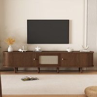 Oval TV Stand For TVs Up to 75 Media Console Cabinet With Storage Drawer Doors