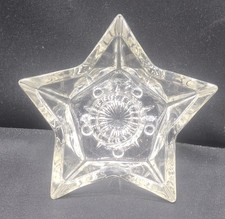Five-Point Star Taper Candle Holder, Clear Heavy Glass, 4.5" Across, EUC