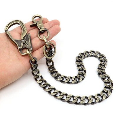 Carabinber Wallet Chain Heavy Thick with Double Action Locking Clip, Biker Pa...