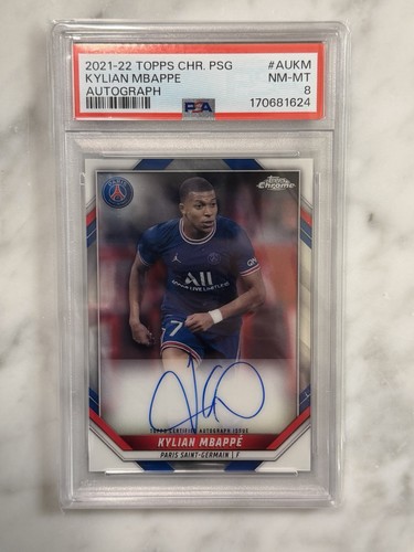 Kylian Mbappe Topps Chrome ON CARD Auto PSG team Set 2021-22 PSA 8 /79