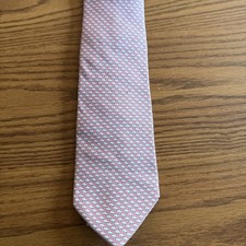Vineyard Vines 100 Silk 3.5" Wide Pink with Blue Whale Men's Tie Made in USA