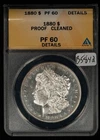 1880 $1 Morgan Silver Dollar Proof Coin - ANACS PF 60 Dets - VIDEO - SKU-B5842