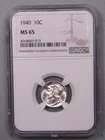 BU 1940 Silver Mercury Dime NGC MS65. #4