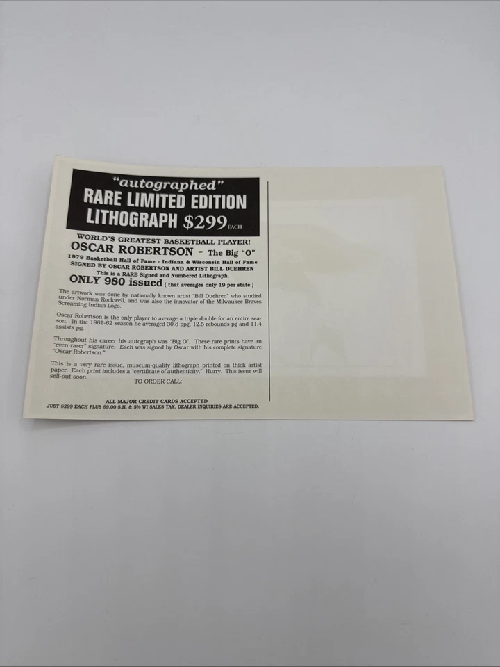 Foto autografiada por Oscar Robertson 6x9 Beckett BAS Foto 2 de 2