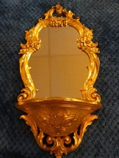 Vtg Dart Syroco Gold Ornate Wall Mirror With Shelf