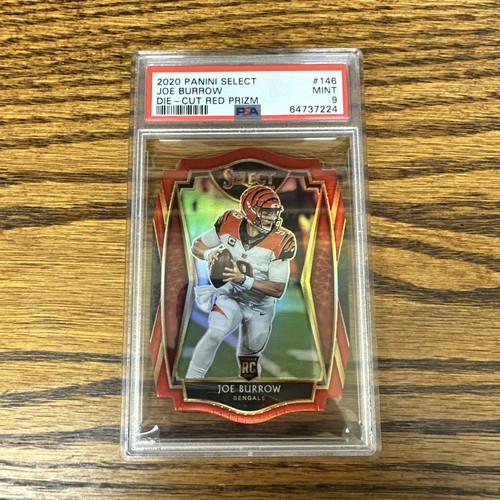 Joe Burrow 2020 Panini Select Die Cut Blue Prizm RC #146 PSA 9