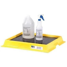 Spill Containment Tray 2.5 Gal HDPE Black Yellow Stackable Leak Catch Pan