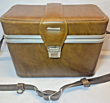 Vintage Camera Hard Carry Leather Storage Case Bag Brown Faux in Good Condition 