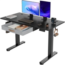 Standing Desk with Drawer, 48" x 24" Height Adjustable Stand Up Desk, 3 Memor...