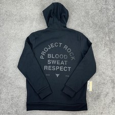 Under Armour Hoodie Mens Medium Black Project Rock Rival Fleece Pullover Bull