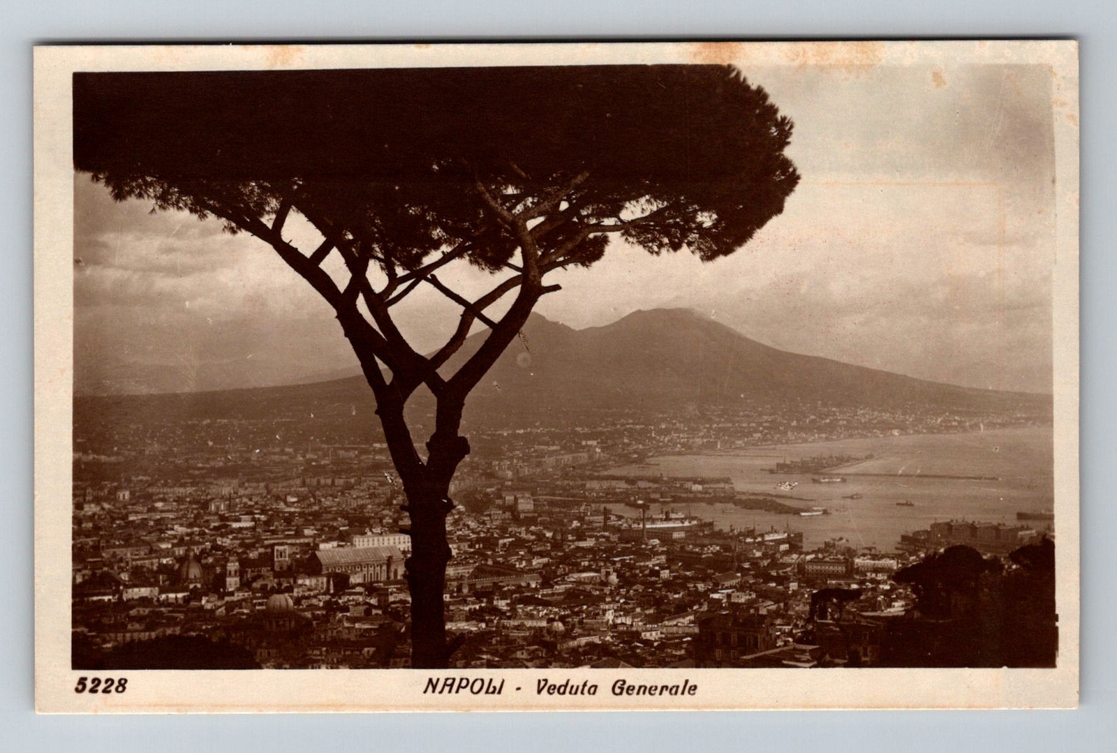Italy- Naples Elevated City & Harbor View Souvenir Old Postal Vintage Postcard