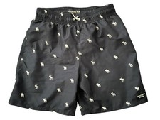 Abercrombie  Fitch Boys Black/White Moose Print Swim Trunks 13/14